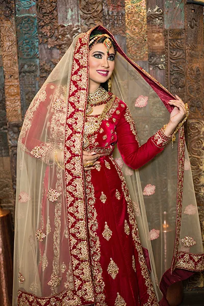 Matte Red Lehenga